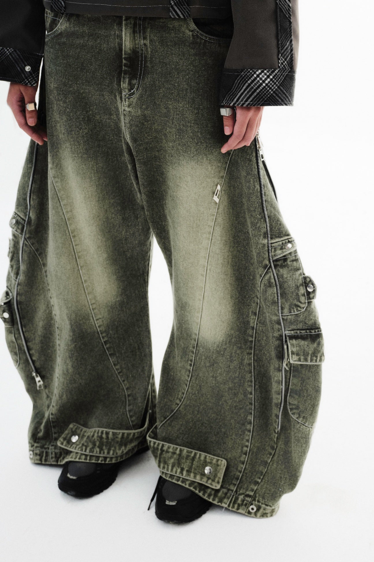 Washed Denim Transformable Pants